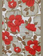 13007 Rode klaprozen rozen bloem  blokstijl swiet wallpaper, Huis en Inrichting, Ophalen of Verzenden, 75 m² of meer