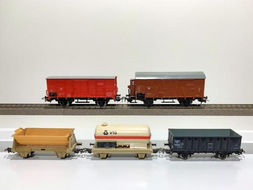 PIKO: set van 5 goederenwagons voor H0-spoor, Hobby en Vrije tijd, Modeltreinen | H0, Gebruikt, Wagon, Gelijkstroom, Piko, Analoog