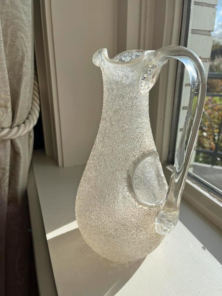 Antieke glazen karaf, crackled glas, met een ijszak, Antiek en Kunst, Antiek | Glas en Kristal, Ophalen