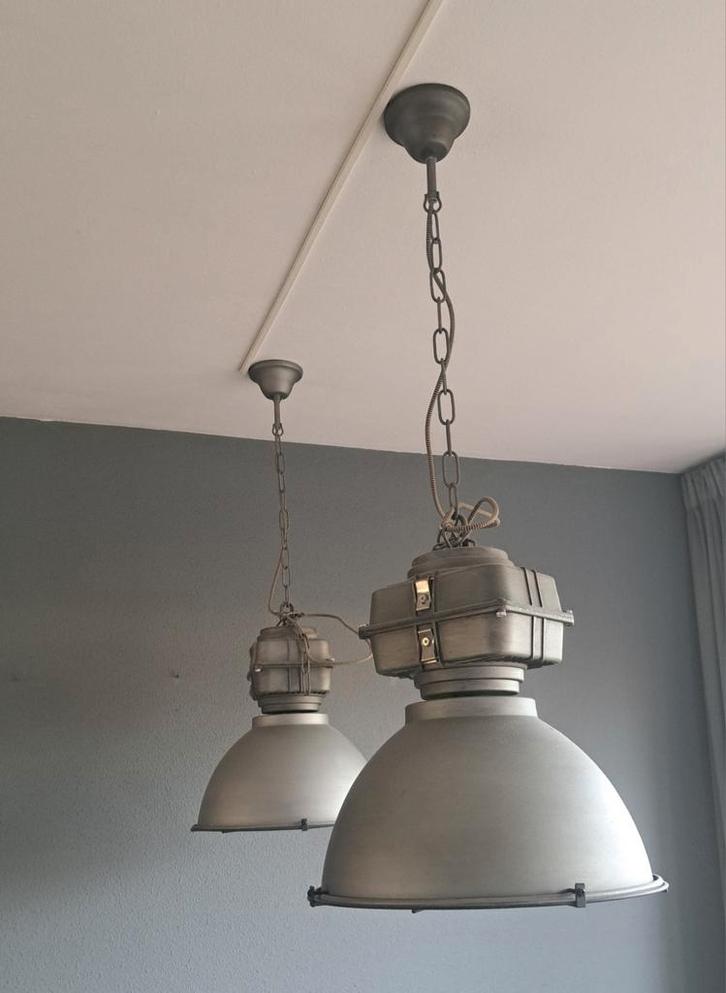 Industriële Hanglampen Set, Huis en Inrichting, Lampen | Hanglampen, Gebruikt, 50 tot 75 cm, Metaal, Ophalen of Verzenden