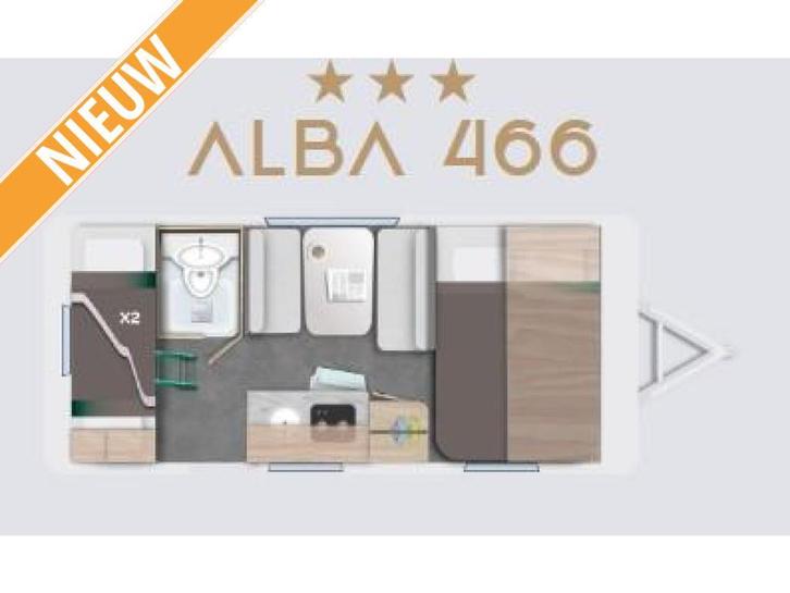 Caravelair Alba 466, Caravans en Kamperen, Caravans, Bedrijf, tot en met 6, 750 - 1000 kg, Treinzit, Caravelair, Dwarsbed, Overige typen