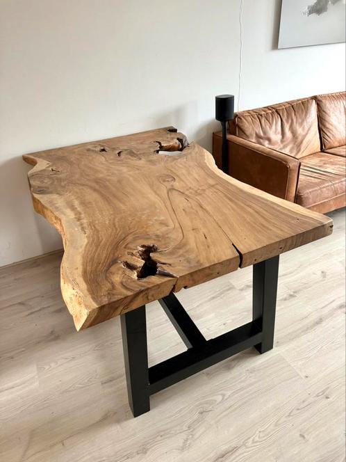 Ars Longa suar boomstamtafel! 160 cm eettafel industrieel, Huis en Inrichting, Tafels | Eettafels, Zo goed als nieuw, 100 tot 150 cm