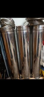 Dubbelwandige RVS Kachelpijp 150mm + Klemmen & Eindkap, Ophalen, Gebruikt, Rvs, Minder dan 2 meter