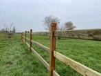 Paardenomheining met hardhouten palen / 2 of 3 liggers, Weidegang, 2 of 3 paarden of pony's