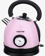 Waterkoker Retrolook Roze of RVS-look. Nu €27,50, 1 tot 2 liter, Ophalen of Verzenden, Nieuw, Rvs