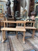 Landelijk oud schoolbankje bankje, Antiek en Kunst, Curiosa en Brocante, Ophalen