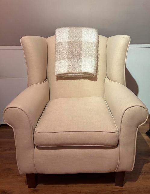 Fauteuil stoel beige, Huis en Inrichting, Fauteuils, Nieuw, Stof, 75 tot 100 cm, 75 tot 100 cm, Ophalen