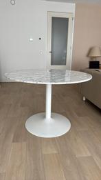 Marmeren eettafel wit trompet voet, Huis en Inrichting, Tafels | Eettafels, Ophalen, Zo goed als nieuw, Rond, 100 tot 150 cm