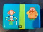 Blauwe lunchbox, broodtrommel aap uil elastiek; HEMA, Ophalen of Verzenden, Zo goed als nieuw