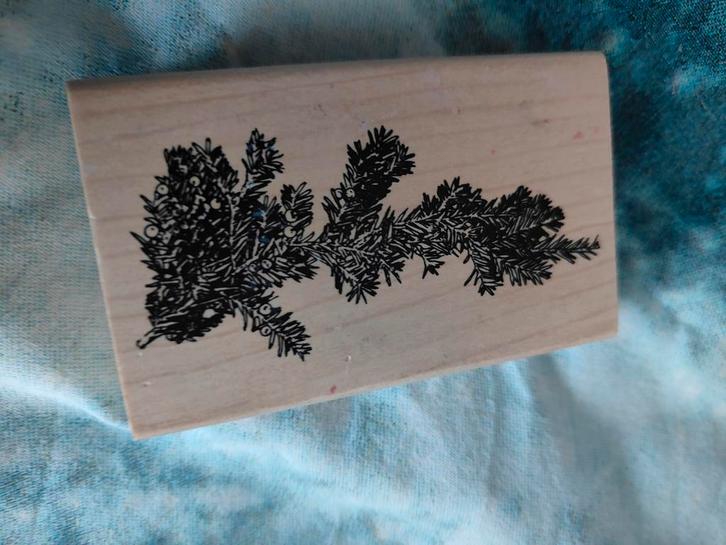 Houten Stempel - Tak met Bessen, Hobby en Vrije tijd, Stempelen, Gebruikt, Houten stempel, Ophalen of Verzenden