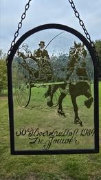 Glazen wanddecoratie – Fries paard met sjees Boerenbruiloft, Antiek en Kunst, Ophalen of Verzenden