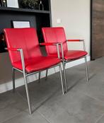 Twee helder rood leder Henders & Hazel Dafur design stoelen, Huis en Inrichting, Stoelen, Twee, Metaal, Ophalen of Verzenden, Zo goed als nieuw