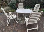 Complete tuinset incl. kussens, 4 stoelen + tafel cremekleur, Tuin en Terras, Tuinsets en Loungesets, Gebruikt, Ophalen