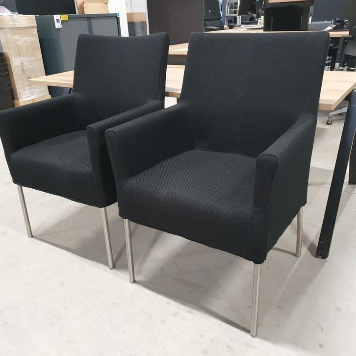Set van 2 stuks Amide luxe bezoekersstoel nieuwe stof zwart, Huis en Inrichting, Fauteuils, Nieuw, Stof, Minder dan 50 cm, Ophalen of Verzenden