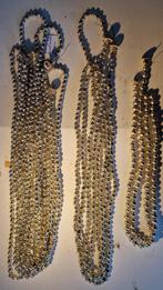 Drie lengtes Antieke zilverkleurige glazen kerstslinger, Diversen, Kerst, Ophalen of Verzenden, Zo goed als nieuw