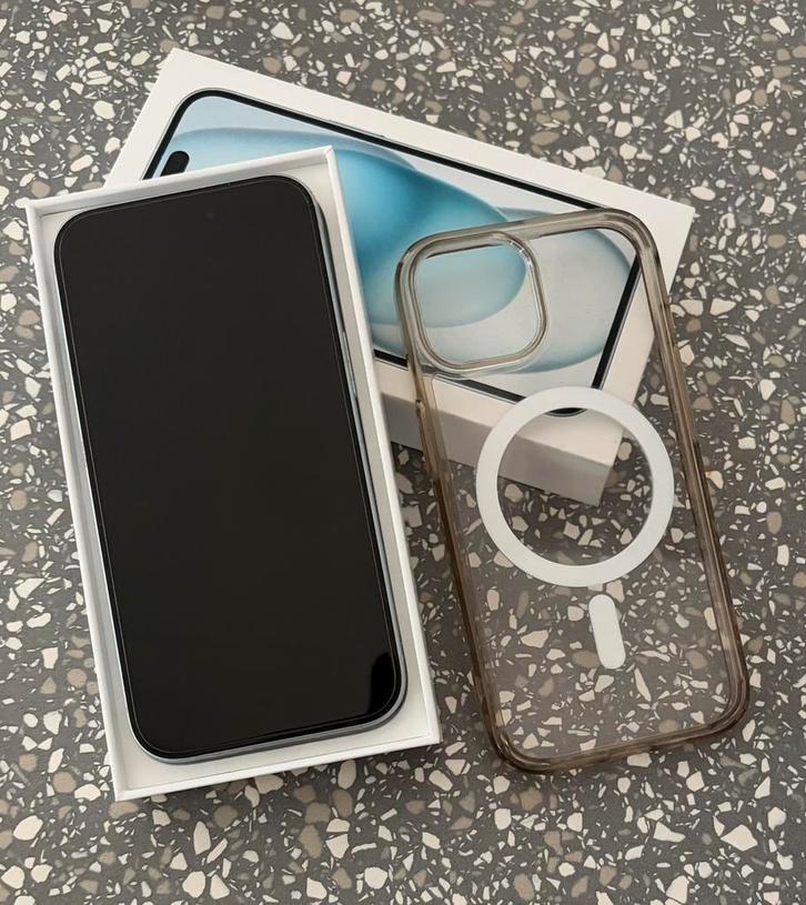 Apple Iphone lichtblauw NIEUWSTAAT 125 GB, Telecommunicatie, Mobiele telefoons | Apple iPhone, Zo goed als nieuw, 128 GB, iPhone 15