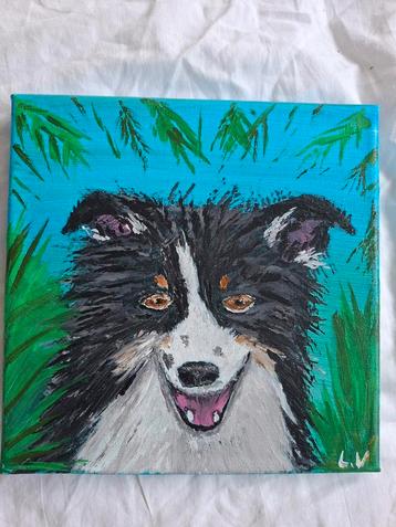 Zelfgemaakt schilderij van een hond beschikbaar voor biedingen