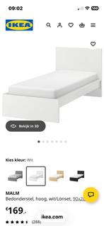 Ikea Malm eenpersoons met onderstel en matras, 90 cm, Eenpersoons, Wit, Ophalen of Verzenden
