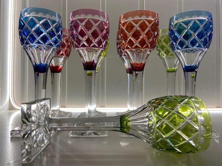 9 prachtige “Saint-Hélène” wijnglazen Val Saint Lambert, Antiek en Kunst, Antiek | Glas en Kristal, Ophalen of Verzenden
