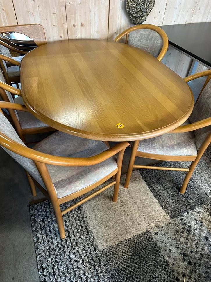 Eikenhouten Eettafel met 4 Stoelen €95, Huis en Inrichting, Complete eetkamers, Gebruikt, 4 tot 6 stoelen, Ophalen