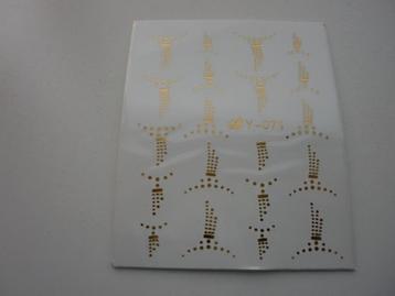 Velletje nagel water decals stickers Y-071 figuurtjes goud  