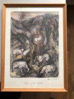 Aquarel de Goede Herder, Antiek en Kunst, Kunst | Schilderijen | Klassiek, Ophalen of Verzenden