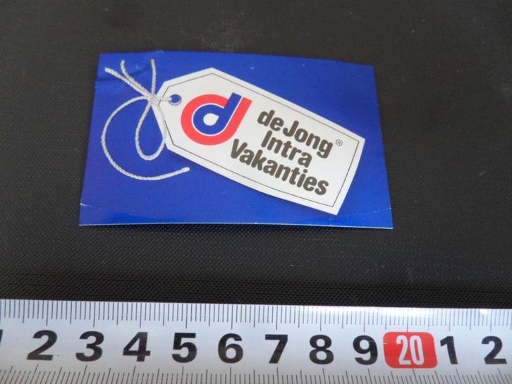 sticker de Jong Intra Vakantie blauw DT019, Verzamelen, Stickers, Zo goed als nieuw, Bedrijf of Vereniging, Ophalen