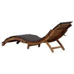 Ligstoel met kussen massief acaciahout donkergrijs, Tuin en Terras, Tuinmeubel-accessoires, Ophalen of Verzenden, Nieuw