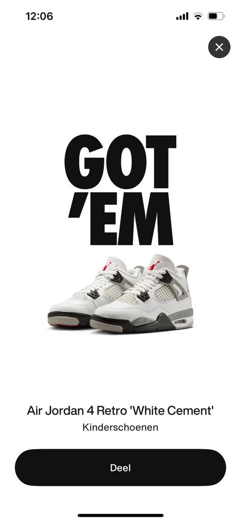 Jordan 4 GS white cement 40 kinderschoen, Kinderen en Baby's, Kinderkleding | Schoenen en Sokken, Nieuw, Jongen of Meisje, Ophalen of Verzenden