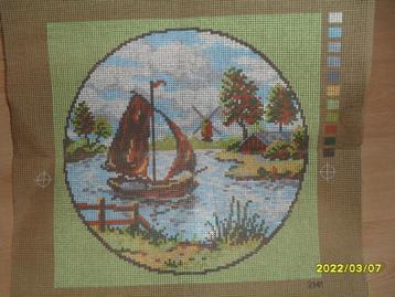 NIEUW Voorbedrukt stramien Zeilboot 2141. Verkoop ook DMC beschikbaar voor biedingen