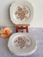 🤎6 Prachtige CROWN DEVON Fieldings gebaksbordjes, rond 1930, Ophalen of Verzenden