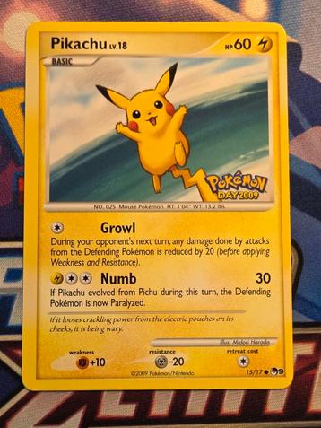 Pikachu 15/17 Pokemon Day 2009 - EXC beschikbaar voor biedingen