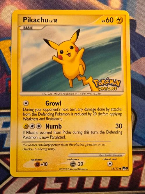 Pikachu 15/17 Pokemon Day 2009 - EXC, Hobby en Vrije tijd, Verzamelkaartspellen | Pokémon, Gebruikt, Losse kaart, Ophalen of Verzenden