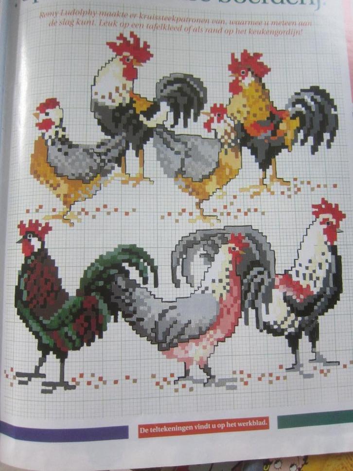 borduurpatroon KIPPEN BOSDIEREN JACHT HERT EEKHOORN VOS, Hobby en Vrije tijd, Borduren en Borduurmachines, Zo goed als nieuw, Patroon