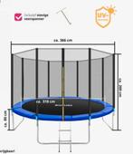 Tectake trampoline groot + net + trappetje diameter 365 cm, Ophalen, Gebruikt