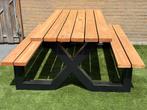 Picknicktafel metaal douglashout, Ophalen, Zo goed als nieuw, Rechthoekig, Staal