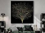Abstract Gouden Boom van Leven goud levensboom canvas 90x90, Nieuw, Ophalen of Verzenden, Print, H