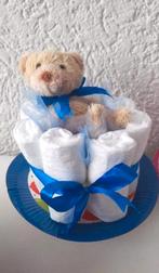 Blauwe luiertaart beertje geboorte jongen kraamfeest kado. M, Ophalen of Verzenden, Nieuw