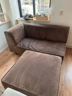 Gebruikte bruine bank met poef, Ophalen, Gebruikt, 150 tot 200 cm, Tweepersoons