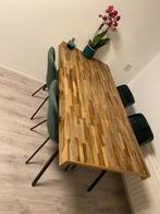 Houten eettafel, Huis en Inrichting, Tafels | Eettafels, Ophalen, Gebruikt, 50 tot 100 cm, Metaal