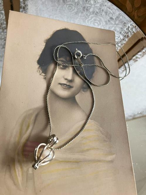 Mooie ketting met hanger met pareltje  gemerkt 18 KGP, Sieraden, Tassen en Uiterlijk, Kettingen, Zo goed als nieuw, Overige materialen