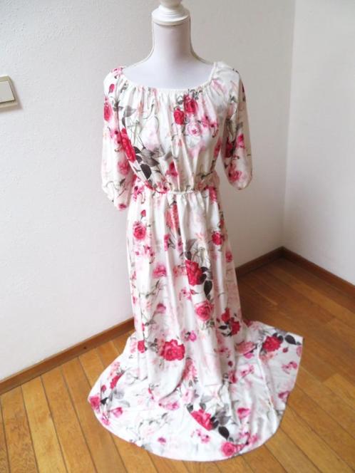 H44 EMO nieuwe lange satijn jurk wit roze maat 40, Kleding | Dames, Jurken, Nieuw, Maat 38/40 (M), Wit, Onder de knie, Ophalen of Verzenden