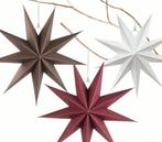 Set 3 kerststerren retro papieren ster 30cm rood wit bruin, Diversen, Kerst, Ophalen of Verzenden, Nieuw