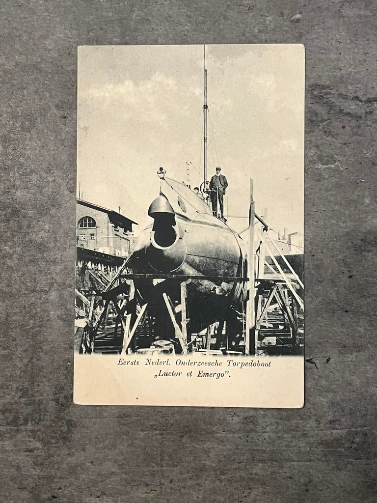 Ansichtkaart 1st NL onderzeesche torpedoboot, 1905, Verzamelen, Ophalen of Verzenden, Voor 1920, Ongelopen, Overige thema's