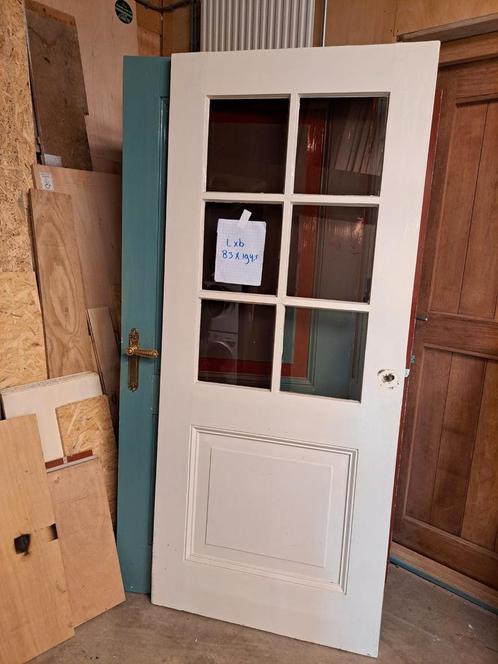 Gebruikte paneeldeur, deur met glas en dubbele kastdeuren, Doe-het-zelf en Verbouw, Deuren en Horren, Gebruikt, Binnendeur, 200 tot 215 cm