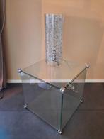 Glazen kubus / bijzettafel en lamp, Ophalen, Zo goed als nieuw, Minder dan 50 cm, Minder dan 50 cm