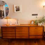 Mid-century dressoir, visgraat motief, lak, Huis en Inrichting, Ophalen, Gebruikt, Met deur(en), 150 tot 200 cm