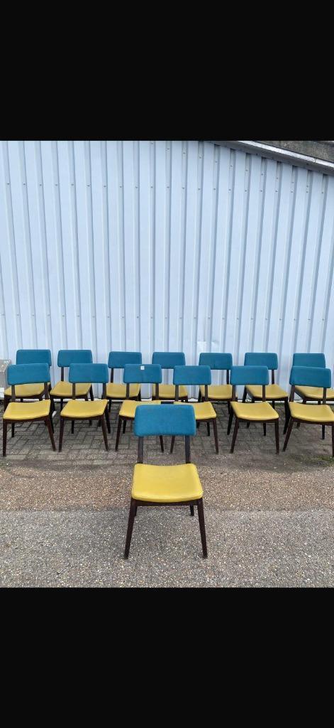 Set van 14 retro eetkamerstoelen, Antiek en Kunst, Antiek | Meubels | Stoelen en Banken, Ophalen