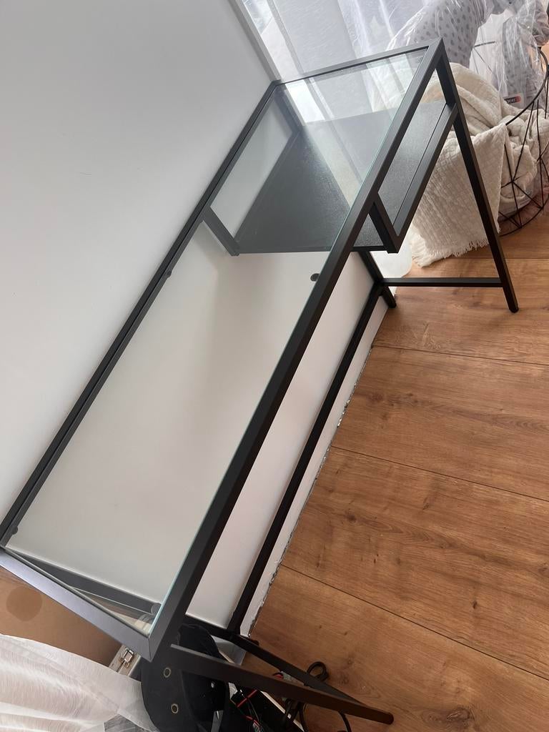 Glass Desk / Writing Desk – Black Frame, Huis en Inrichting, Ophalen, Zo goed als nieuw, 25 tot 50 cm, Rechthoekig