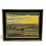 Martin van Waning (1889-1972) - Schip bij zonsondergang, Antiek en Kunst, Ophalen of Verzenden